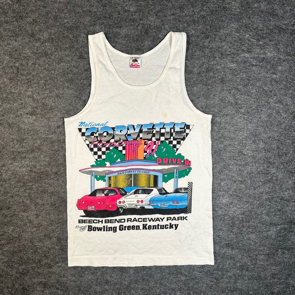 Vintage 90s Corvette Single Stitch Tank Top Mens Small 1991 USA
